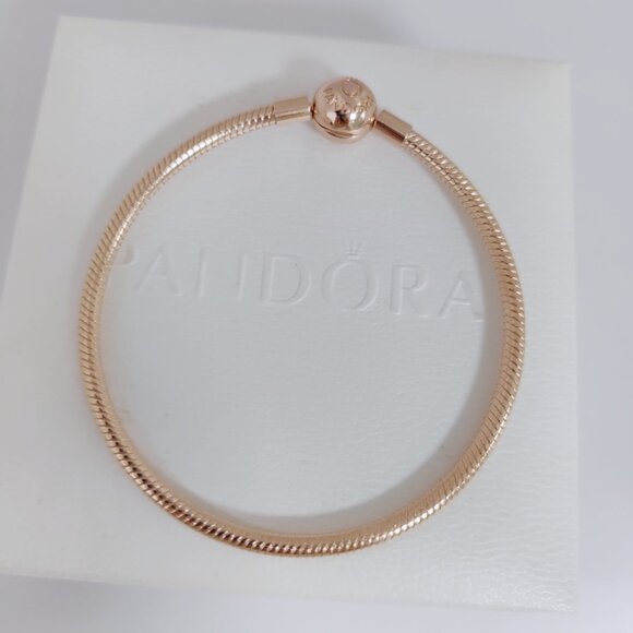 Pandora Moments Snake Chain Bracelet Rose gold plated 7.9 inch - Picture 2 of 5